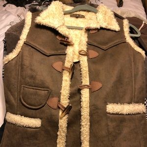 Faux suede sheering vest